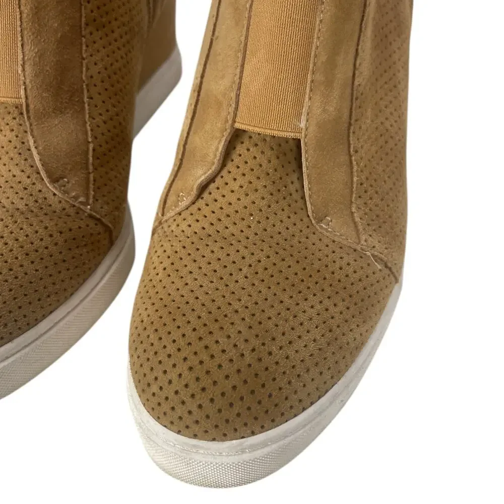 LINEA PAOLO Women's SUEDE PLATFORM WEDGE Shoes Tan Size 7.5 - 3